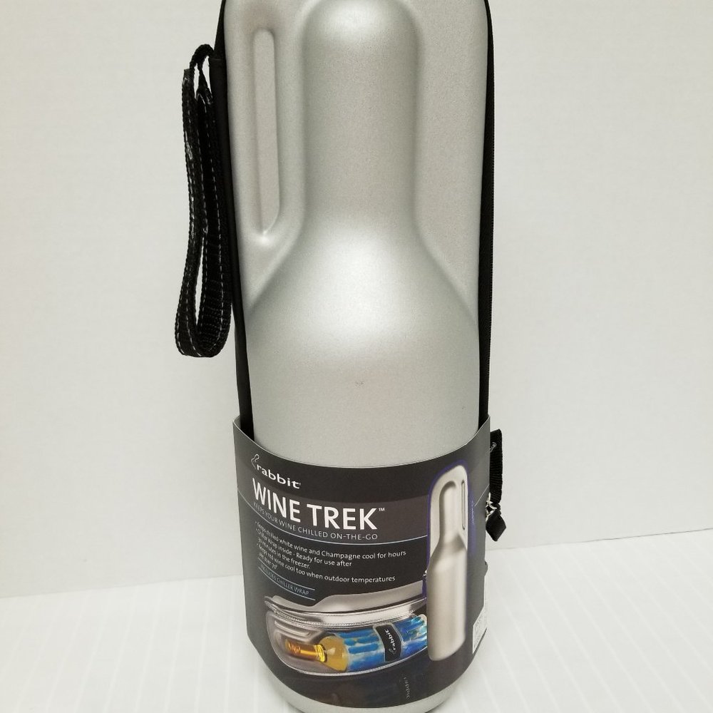 Rabbit WINE TREK Portable Insulated Zip Wine Bottle Cooler Includes Chiller Wrap